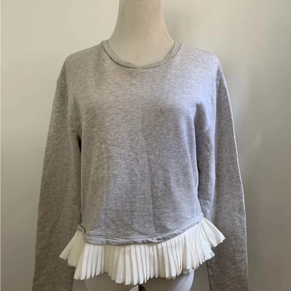 J. CREW Gray Ruffle Hem Women's Top